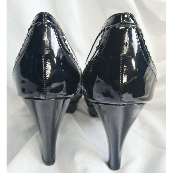 Ellie Women Size 8 Oxford Mary Jane Black/White Patent Leather Platform Shoes - Picture 7 of 9